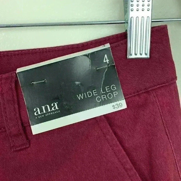 🆕NWT A.N.A Wide Leg Crop In Burgundy Size 4 - Picture 6 of 9